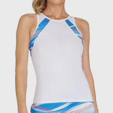 Yelina Crewneck Racerback White/Aquatica