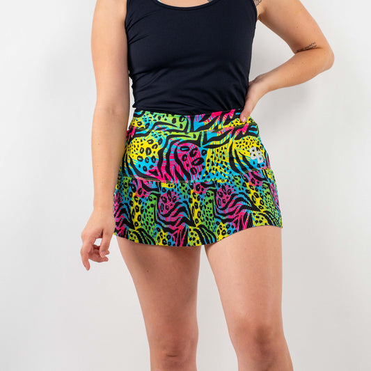 Savage Skort Neon Animal Print