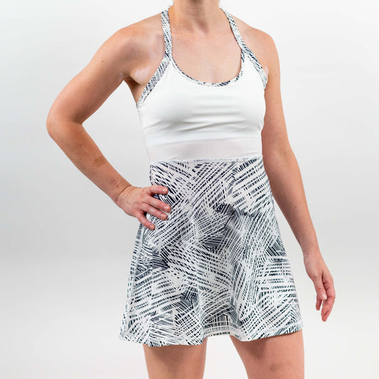 Foul Line Halter Dress White/Fiji Print