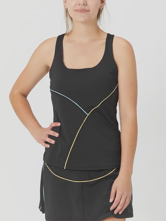 Wild Card Racerback Tank Black/Rattan/Dusk Blue